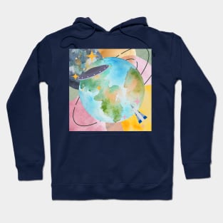 Watercolor Space Galaxy Cosmic Multicolor Planet Hoodie